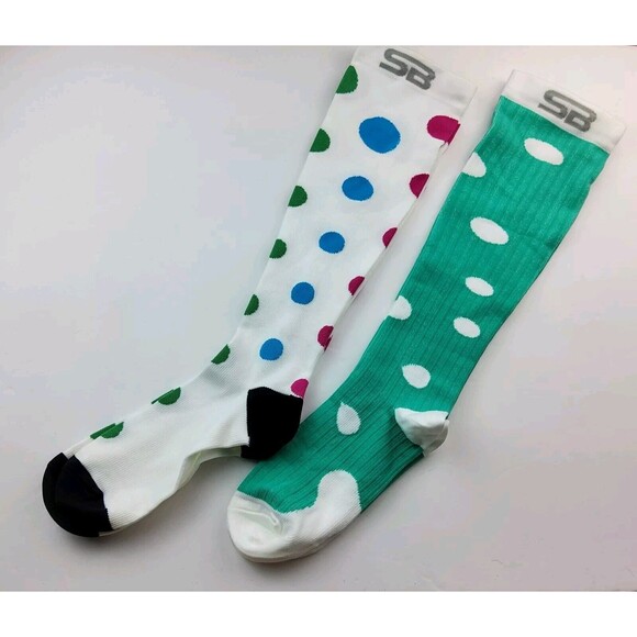 SB SOX Compression Socks Polka Dot Lot Of 2 Pairs Size L/XL - Picture 1 of 3